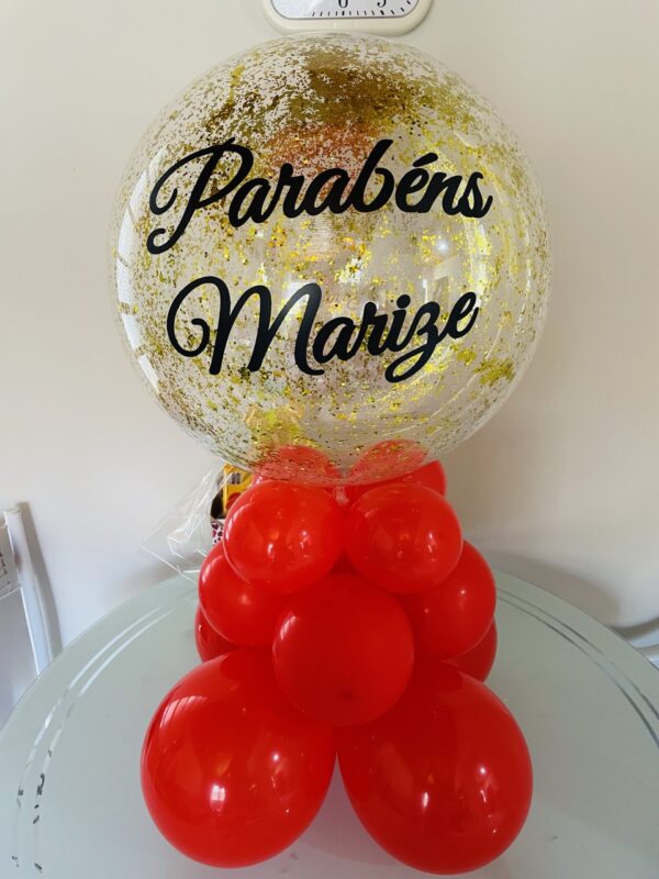 Balão Bubble de mesa com confete