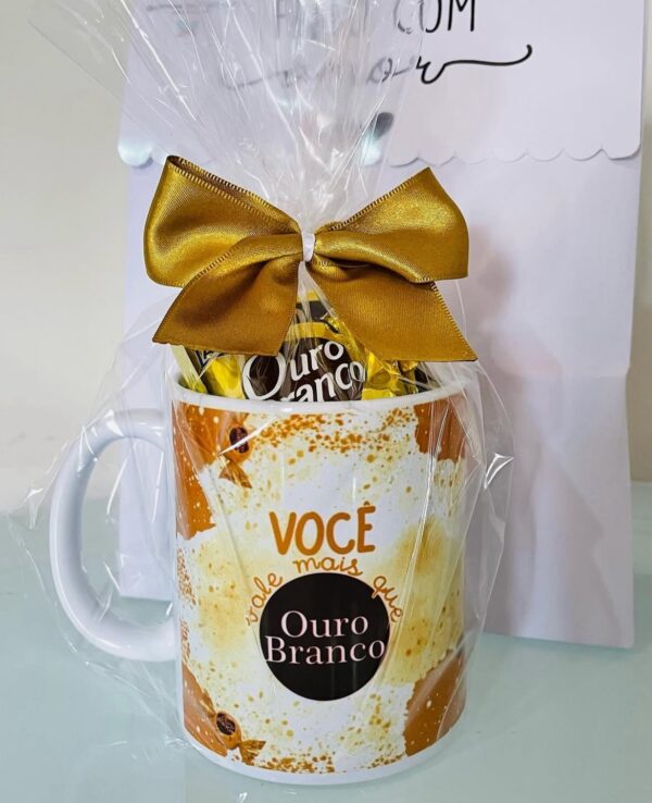 Caneca de cerâmica Personalizada + chocolate (com arte a sua escolha)
